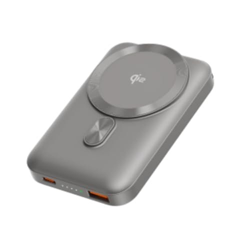 Ambrane [New & Faster] Qi2 & MagSafe Wireless 10000mAh Powerbank, Improved 15W Faster Wireless Charging, 22.5W Wired Output, Qi2 Certified, Fast Charging, 22.5W Output, for iPhone (Snap 2, Titanium)