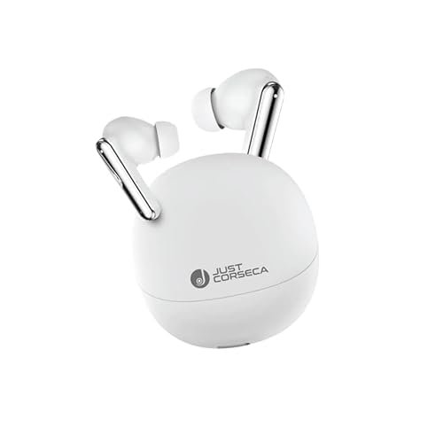 JUST CORSECA Spectre TWS Bluetooth Earbuds | Quad Mic | ENC + ANC | HD Sound | 13mm Dynamic Driver | BT V5.4 | Type-C Charging (White)
