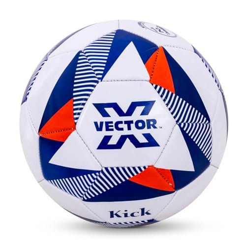 Vector X Kick PVC Football Machine Stitched 32 Panels Professional Training Soccer Foot Ball Suitable for Soft & Dry Ground, Training Ball, Soccer Ball |Men & Women (Color- White) Size – 3