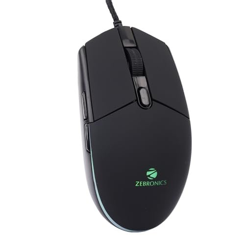 ZEBRONICS WAR M, Wired Gaming Mouse with 6 Buttons, High Precision Sensor, up to 4200 DPI, Gold Plated USB Interface, Breathing LED, 1.8m Braided Cable