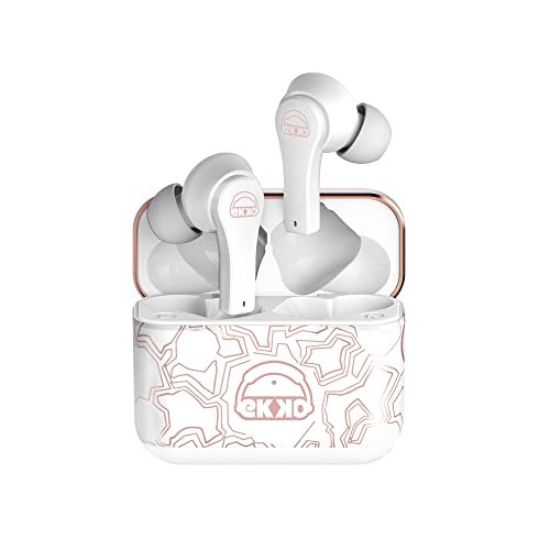 EKKO Earbeats T08 Bluetooth Truly Wireless in Ear Earbuds with mic, ENC Call Noise Cancellation, 40H Playtime,10MM Driver, Twin Connect, Massive Bass, Water Resistance Type C Siri & Google (White)