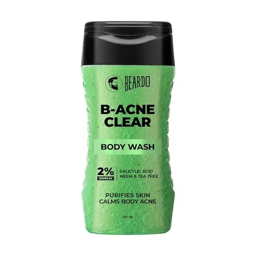 Beardo Body Acne Clear Body Wash for Men 200 ml | With Neem, Tea Tree and Salicylic Acid | Clean Clear Skin | For Body Acne and Skin Purification | B-acne