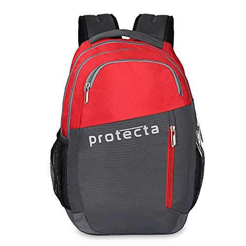 Protecta Twister 30 L Water Repellant Backpack for Laptops Up to 15.6 Inch – Grey & Red