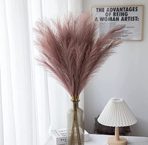 VRB Dec™ 3 Pcs Artificial Pampas Grass Sticks | Faux Flowers for Vases | Decoration Items for Living Room Vase Office, Bedroom, Balcony Table, Diwali Decoration tems Corner (Pack of 3) (Rosy Pink)