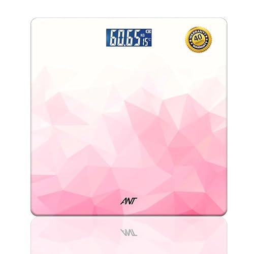 ANT Flora Ruby Digital Bathroom Weighing Scale for Body Weight | LCD Display | Highly Accurate | Tempered Glass | Compact Size | Conversion Switch | 30 Months Warranty | Battery Included – Ruby