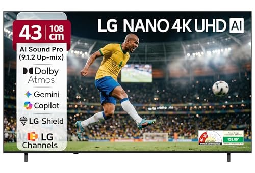 LG 108 cms (43 inches) NU87 AI Series Nano 4K Ultra HD Smart webOS VA LED TV 43NU870BPLA