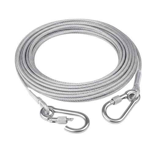 Heavy Duty Stainless Steel Clothesline Rope with Safety Hooks – 10 Meter Portable Steel Wire Laundry Drying Line, Rust Resistant Multipurpose Hanging Cable for Balcony, Travel, Camping, Home & Outdoor Use