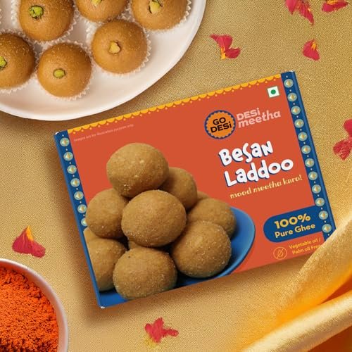 GO DESi Ghee Besan Laddu – 180/150 grams | Made with Pure Cow Ghee | No Palm Oil or Maida | Sweets