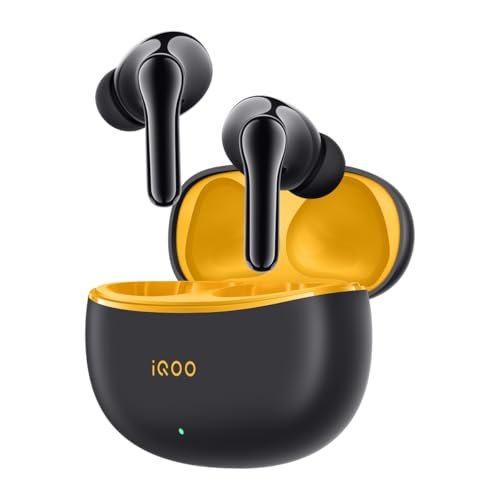 iQOO TWS 1e Earbuds, Intelligent ANC 30dB, Upto 42H Playback time, Fast Charging (10 mins = 3 Hours), Dual Pairing, DeepX 3.0 Stereo, True Wireless (Flame Yellow)