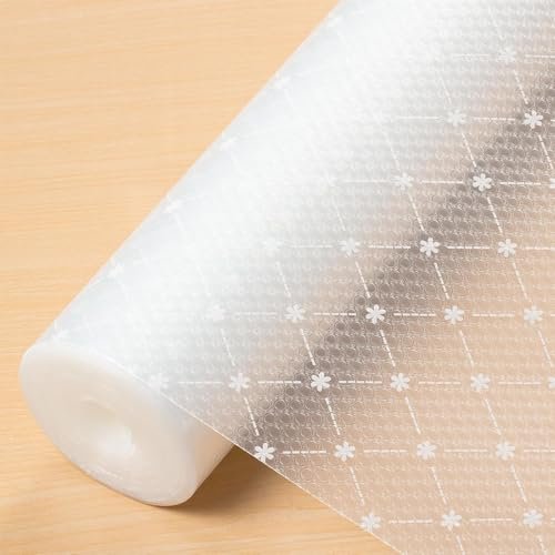 CASABEE Kitchen Drawers Mat Liners, 45cm x 5m Roll, Non-Slip, Waterproof, Washable, BPA-Free, Durable EVA for Shelves, Cupboards, Drawers, Fridge Mats, Wardrobe, Food Safe (White Star)