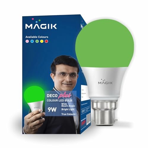 MAGIK Deco Plus 9 W (Green) LED Bulb | B22 Base | Decorative Light for Home, Festive & Party Ambience | Energy-Efficient & Long-Lasting | Pack of 1