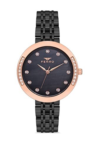 Ferro Analog Black Dial Women’s Watch-F21075A-1165-R