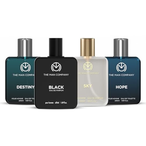 The Man Company Premium Perfume Gift Set for Man 4 X 50ml – Black, Hope, Destiny and Sky | Luxury Long-Lasting Fragrance For Man | Anniversary fragrance | Valentine Gift For Boyfriend | For Party, Outing, Office & Date