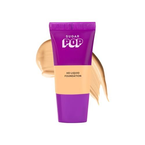 SUGAR POP HD Liquid Foundation Tube with SPF 30 | Lasts upto 16hrs | Full Coverage | Water-Resistant | Matte Finish | 18ml – 05 Almond