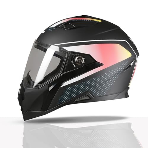 TVS Racing Anti Matter FullFace Helmet for Bike &Motorcycle Riders-DOT & ISI Certified-Lightweight ABS Shell, UV Resistant-Ventilated Comfort Liner, Quick-Release Visor & Chin Strap(Matt Black Red/XL)