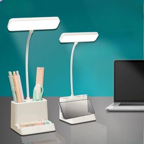 Gesto LED Study Lamp Rechargeable– Touch Control Table Lamp for Students with Flexible Neck| 3 Color Changing USB Desk Light for Study Table,Reading,Home,Office,Night Light with Mobile & Pen Holder