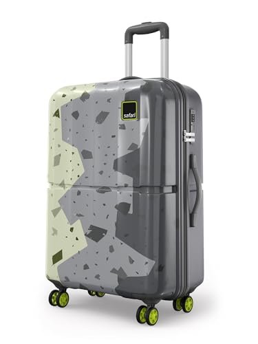 Safari Tazzo 8 Wheels 66cm Medium Size Trolley Bag, Hard Case Polycarbonate, 360º Wheeling Small Check in Luggage, Suitcase for Travel, Trolley Bags for Travel, Printed