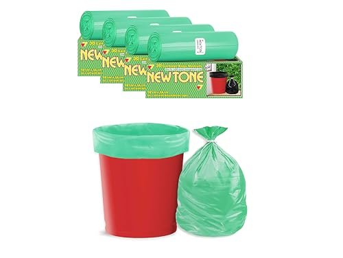 Newtone Garbage Bags | Medium 19 x 21 Inches | 120 Bags (30 Bags X 4 Rolls) | Dustbin/Trash bin | Box Packing | (Green) – Perforated Box for Easy Dispensing