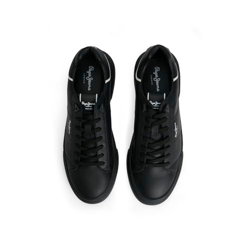 Pepe Jeans Men’s Eaton Basic Lightweight Factory Black Cupsole Sneakers, 7