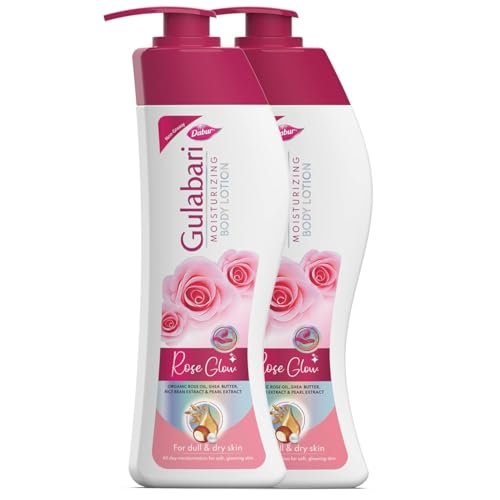 Dabur Gulabari Moisturizing Body Lotion – 800 ml (Pack of 400ml x 2) | For Men & Women | Dry Skin Care | With 100% Organic Rose Oil & Shea Butter | Dermatologically Tested | Paraben Free | 72 Hour Moisturisation