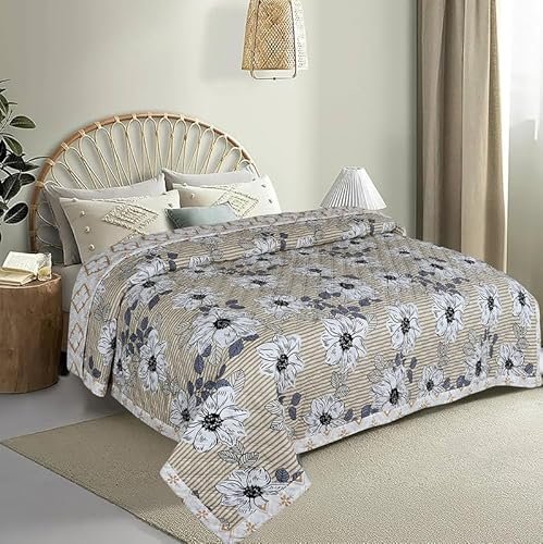 BSB HOME 2nd Gen 120 GSM Microfiber Reversible AC Comforter/Blanket for Winter/Quilt/Duvets for Double Bed (230 X 220 cm, White and Grey)