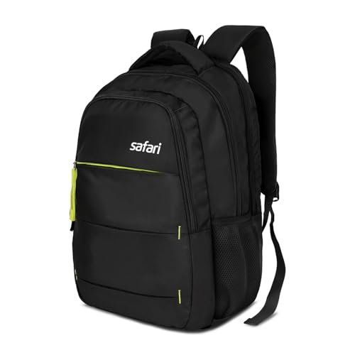 Safari Snap 35L Laptop Backpack Bag for Men & Women, School Bag for Boys & Girls, Ideal for Office use/School/College, 3 Compartment Formal Backpack with Bottle Holder & Front Pockets, Color Black