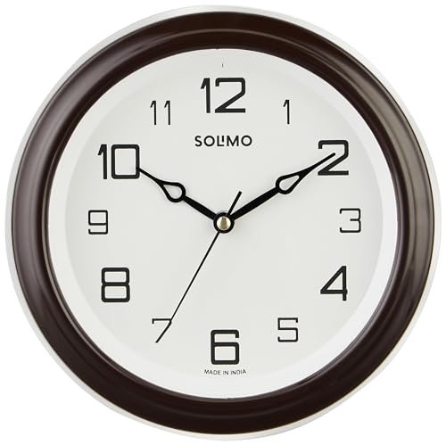 Amazon Brand – Solimo Abstract Wall Clock | Round | Plastic | 8 Inch | Brown – Analog