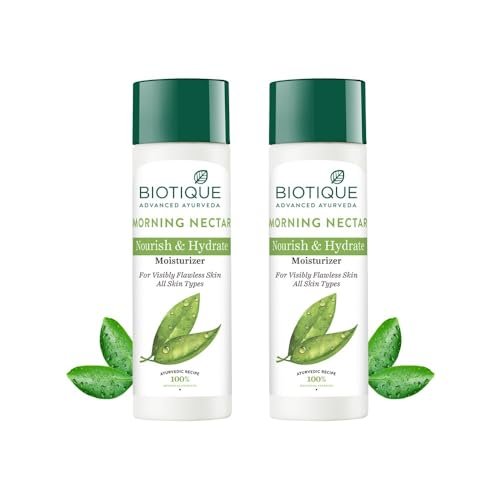 Biotique Morning Nectar Flawless Skin moisturizer for All Skin Types, 380ml (190ml x 2)