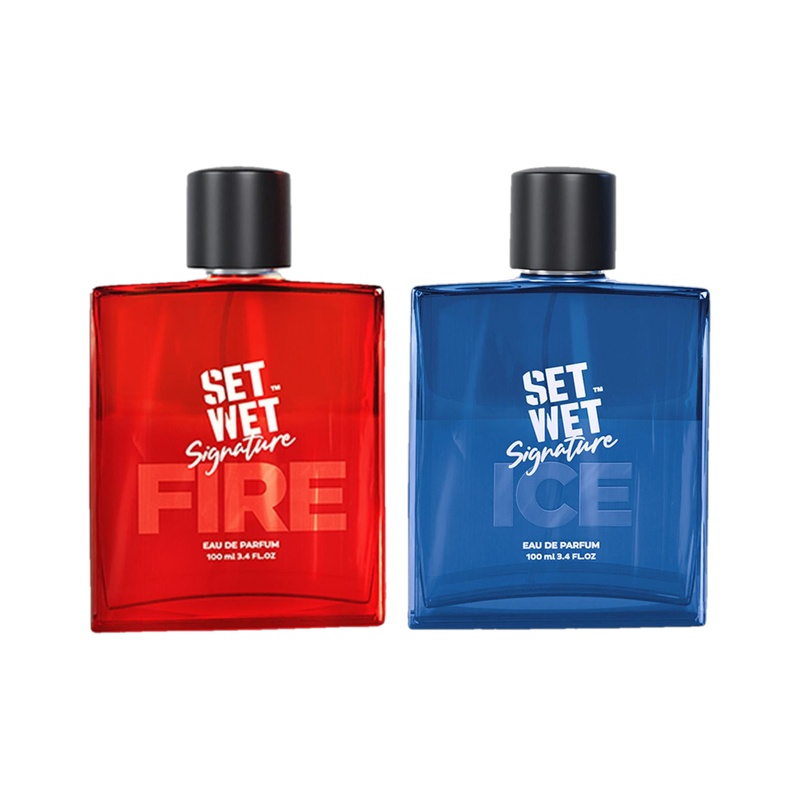 SET WET Fire & Ice Perfume for Men, Woody & Citrusy Long Lasting Perfume, Pack of 2 Eau de Parfum  –  200 ml(For Men)