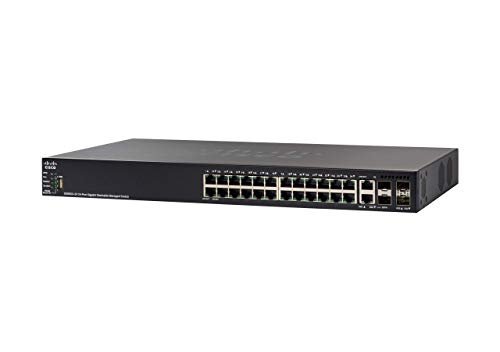 Cisco SG550X-24 Stackable Managed Switch | 24 Gigabit Ethernet (GbE) Ports | 2 x 10G Combo | 2 x SFP+ | L3 Dynamic Routing | Limited Lifetime Protection (SG550X-24-K9-IN)