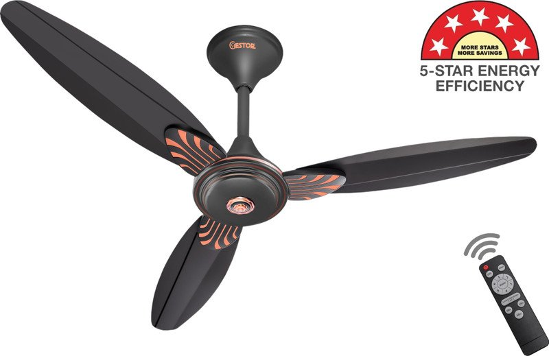 GESTOR Avenzo BLDC Super Speed 48 inch Decorative with Wireless Remote Control with 5 Year Warranty Anti Dust, BLDC Motor with Remote, Energy Saving, Silent Operation 1200 mm Ceiling Fan(5 Star | Smoked Brown | Pack of 1)