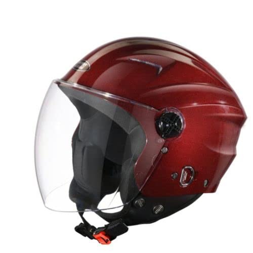 STUDDS RAY ISI Certified Open FACE Helmet for Men and Women with D – Ring Lock (Wine Red-M)