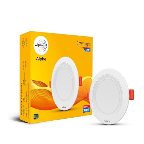 wipro 6W Alpha Downlight for Junction Box | Pink |3 inch Cutout, 22mm Height| Surge Protection Upto 350 VA | High Voltage Protection Upto 4KV | Pack of 1