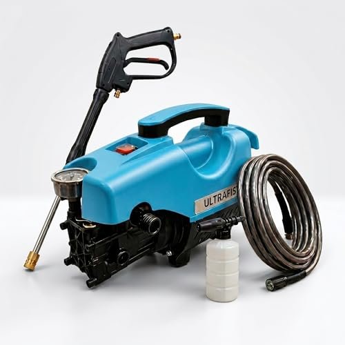 ULTRAFIST UF-PW2000 High Pressure Washer 2000W, 130 Bar Portable Car Washer Machine with Induction Motor, 10 L/Min Flow, Self Priming, 8M Outlet Hose, Spray Gun, Foam Bottle & Accessories