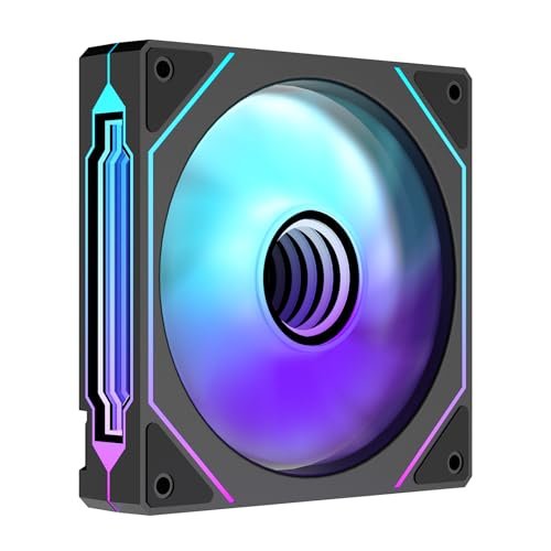 Jungle Leopard Prism4 Pro 120mm PC Blade ARGB Case Fans,Infinity Mirror RGB Light Effect 5V 3PIN Motherboard Light Sync 800~1800RPM PWM PC Fan(Black Reverse)