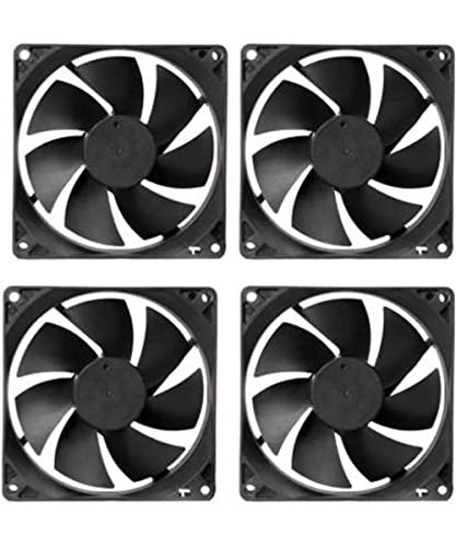 TechSupreme PACK OF 4 DC 12V Cooling Fan for PC Case 80X80X25MM Cabinet Fan 3.5-Inch Square Cooler (Black)