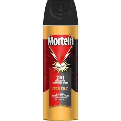 Mortein 200 ml – 2 in 1 Mosquito Killer & Cockroach Killer Spray | All Insect Killer | Lemon Fragrance | 100% Kill Guarantee | Mosquito Repellent, Mosquito Spray Aerosol