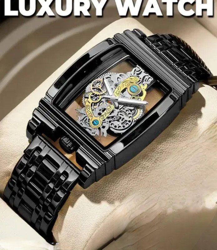 Fanish fashion Black Skeleton Watch SKELETON WATCH SERIES 2025 Analog Watch  – For Men