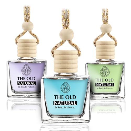 The Old Natural Car Freshener with Essential Oils Fragrance in Glass bottle with Wooden Diffuser Lid | Expressions, Mystic Berry and Mystery Car Freshener Combo Pack of Boxes (10 * 3ml)