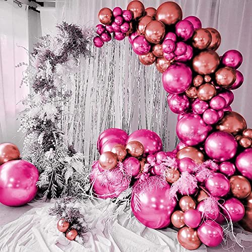 Just Party 25Pcs Rose Gold & 25Pcs Pink Metallic Chrome Balloons with Shiny Surface For Birthdays/Anniversary/Engagement/Baby Shower/bachelorette Party Decorations (Pack of 50)