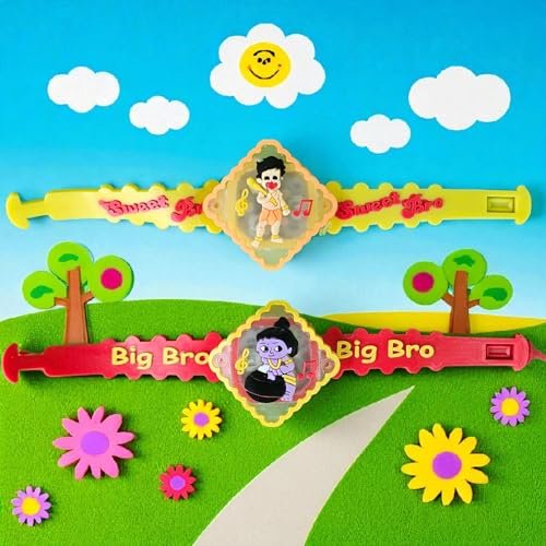 Gods Traditional Character Set of 2 Rakhi for Kids | Rakhi | Set of 2 with Light | Free Tilak Set | Popo Toys® | Assorted Any 2