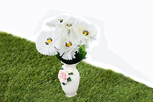 Pindia Artificial Flower Real Touch Daisy Bud Bouquet Flower Bunch For Home Décor, Living Room, Dining Room, Restaurant, Hotel, Wedding Party Decoration Home Floral Arrangement-Bunch Of 7Pc Flower- White