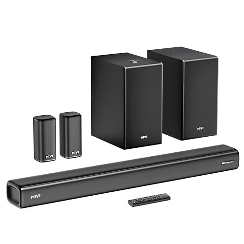 Mivi Nex 900 Dolby Audio Soundbar (New Launch)| 900W Signature Sound | 5.2 Channel Home Theatre System with Dual Subwoofers and Satellites | Nex Surround Sphere Tech | Bluetooth v5.3