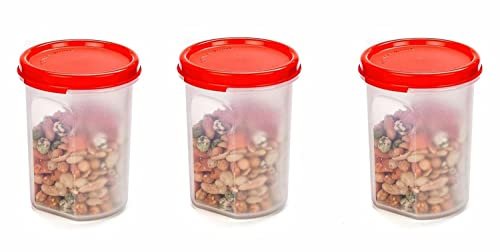Signoraware Modular Plastic Container Set, 450ml, Set of 3, Red