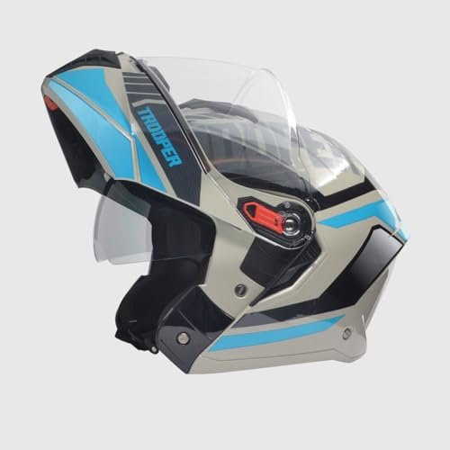 Studds Trooper Dv D1 Isi and Dot Certified Matt Finish Flip-Up Full Face Motorcycling Helmet for Men and Women with Inner Sun Visor(Matt Grey N1 XL)