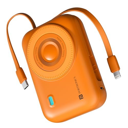 Portronics Power Shutter 20000mAh 15W Magnetic Wireless Fast Charging Powerbank with in-Built Type C & 8 Pin Cable, 22.5W Type C PD Output, Type C Bidirectional Port, LED Display (Orange)