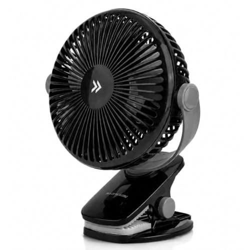 LONGWAY Clipzy Portable Rechargeable Clip Fan with 360° Rotation | 3 Speed Control | BLDC Motor | Type-C Charging | Silent Operation Table Fan for Home, Office & Travel | 1 Year Warranty (Black)