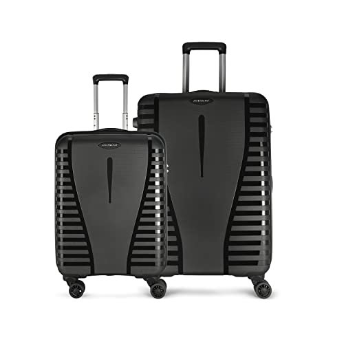Aristocrat Air Pro Set of 2 Hard Polypropylene Check-in Trolley Bag(56+76cm)|Cabin & Large|Lightweight with 4 Wheel Spinner Strong Wheels, Secured Zip & Secured Combination Lock|Jet Black|Unisex