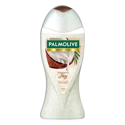 Palmolive Coconut Joy Body Wash, 250ml Crème Based Exfoliating Body Scrub based Bodywash Bottle, Apricot Seed ,Crushed Coconut & Jojoba Butter Extracts For Smooth Skin, PH Balanced Bodywash, Free Of Parabens And Silicones