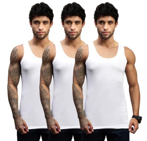 Lux Nitro Ultima Men’s Premium Cotton Vest| Feather-Soft, Breath-Light, Moisture-Absorbent Vest for Daily Comfort – White (Pack of 3)